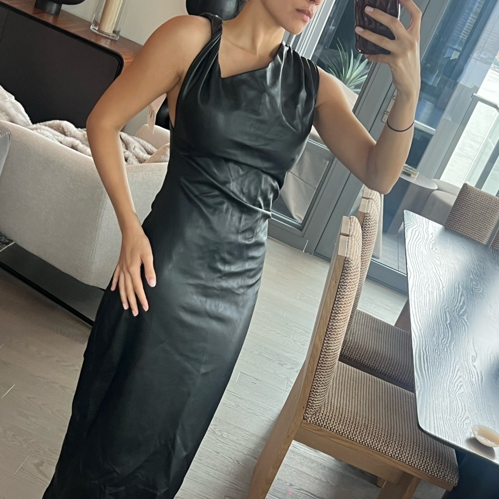Edgey leather Black Sleeveless Dress